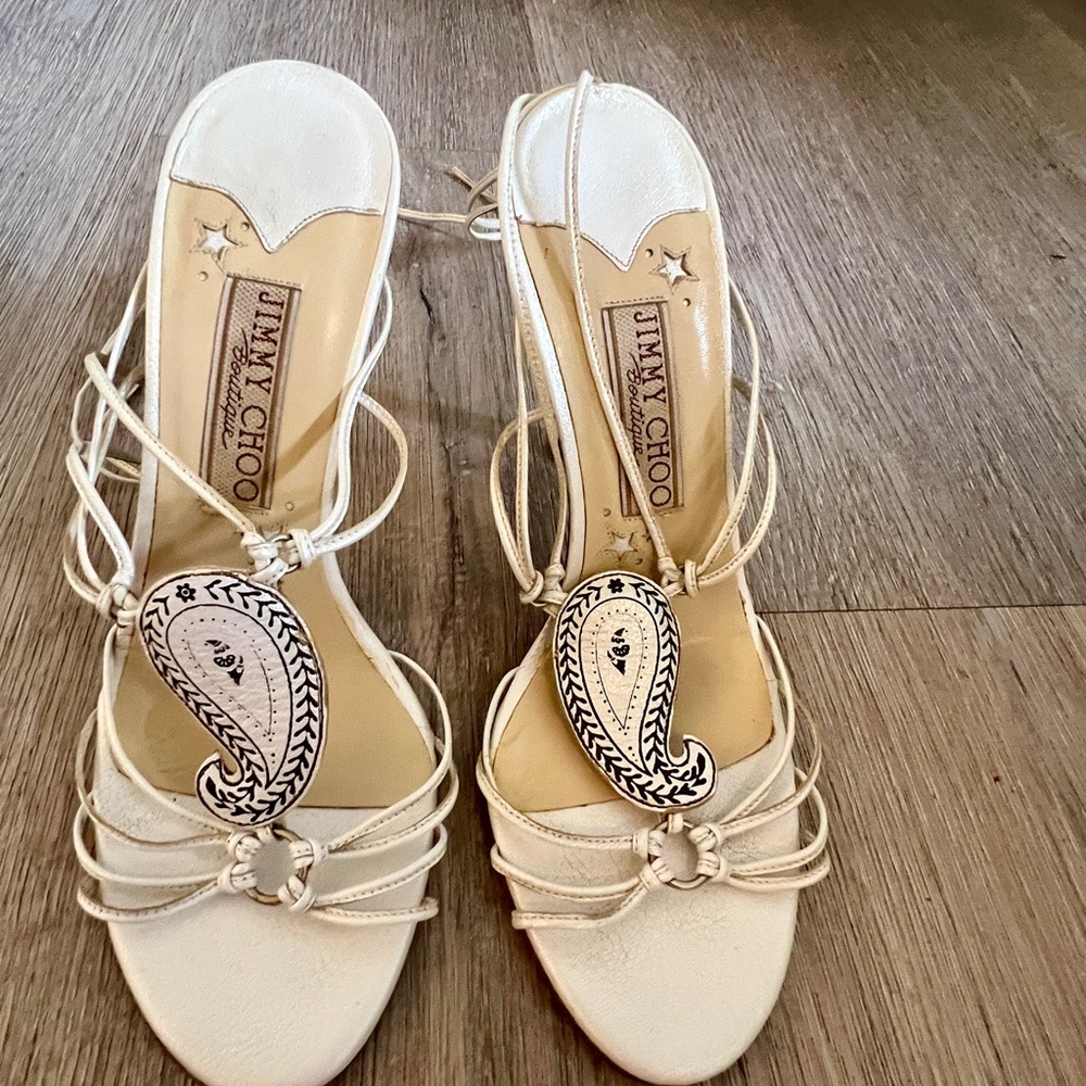 Jimmy Choo White Strappy Heels